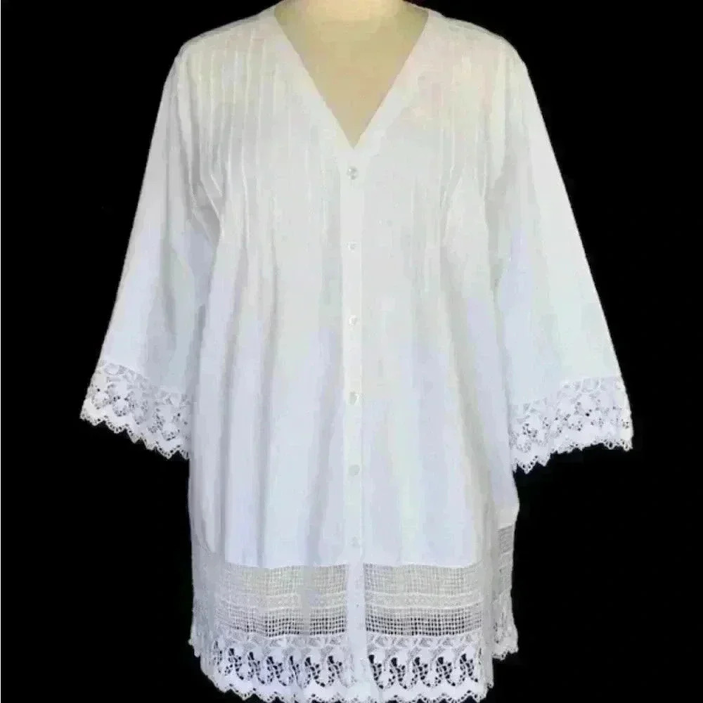 Ulla Popken Y2K cotton blouse |plus size